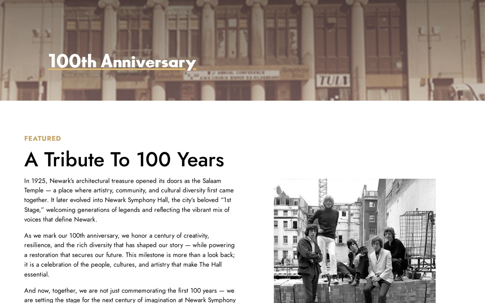 Newark Symphony Hall website — 100th Anniversary