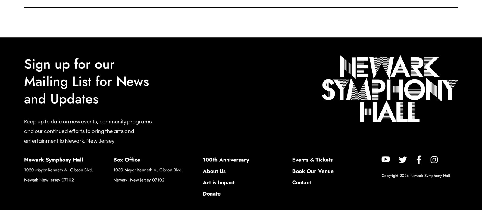 Newark Symphony Hall website — Stay in touch