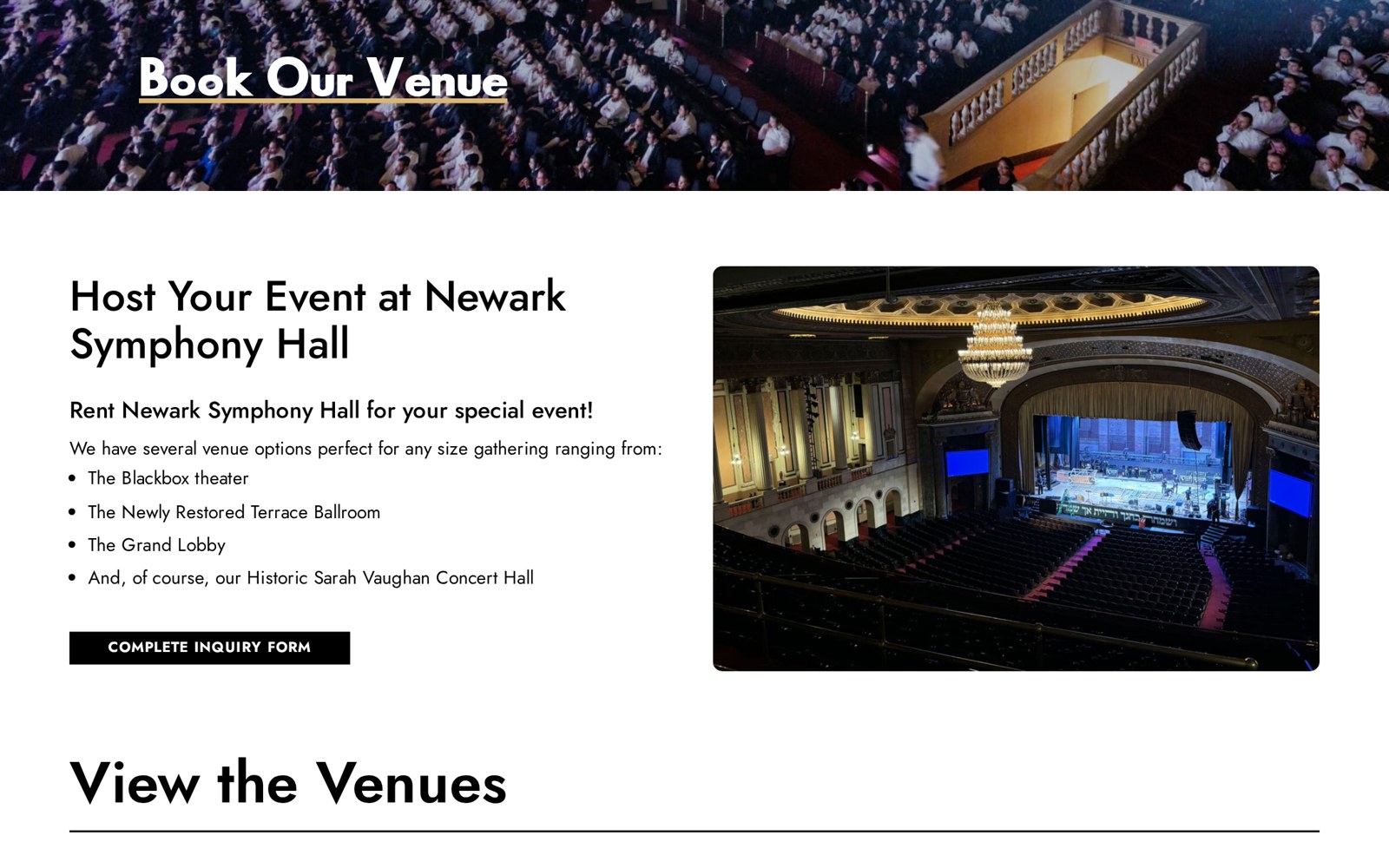 Newark Symphony Hall website — Venue spaces